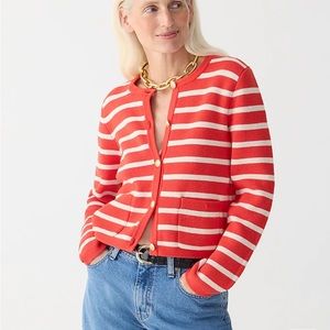 Jcrew Emilie patch-pocket sweater lady jacket in stripe - size small